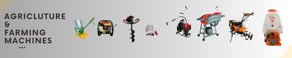 Variety of agriculture and farming machines including augers, sprayers, and power weeding tools for efficient farming.