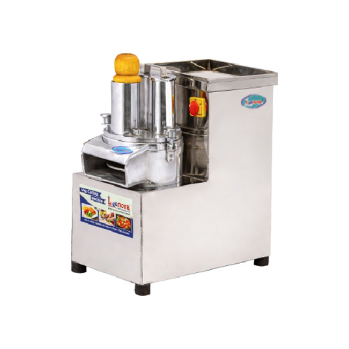 Vegetable Cutting Machine Regular model with stainless steel body, equipped with push handle and side-mounted power switch for safe and efficient operation.