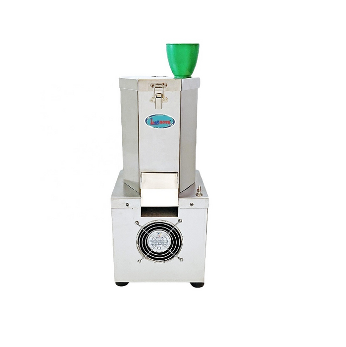 Garlic Peeler Machine - Stainless Steel Body with Green Feeding Hopper, Designed for Efficient Garlic Skin Removal.