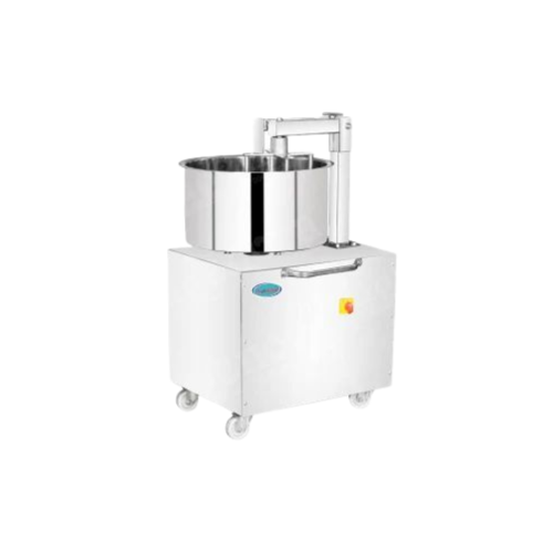 Besan Mixing Machine 5 KG Flower Type with stainless steel bowl and wheeled base for easy mobility in commercial kitchens.