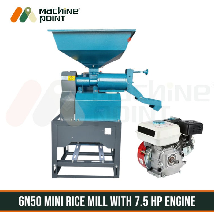 6N50 Mini Rice Mill Machine with 7.5 HP Engine – 300 kg/hr Paddy Processing by Machine Point