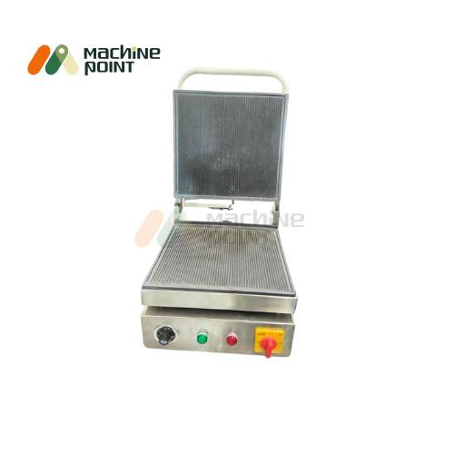 Stainless Steel Sandwich Griller Jumbo with Ribbed Plates – Open View.