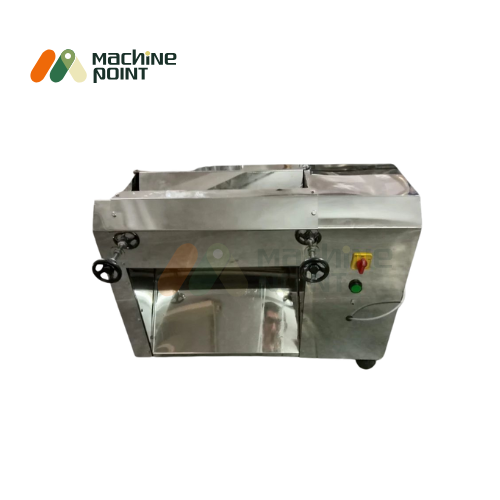 2. Rear view of Samosa Dough Sheet Machine featuring dual knobs and safety control switches.