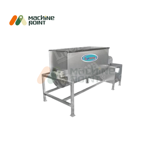 Angled view of Namkeen Mixer Machine 5 Feet featuring a durable SS body, side-mounted motor, and large capacity mixing chamber.