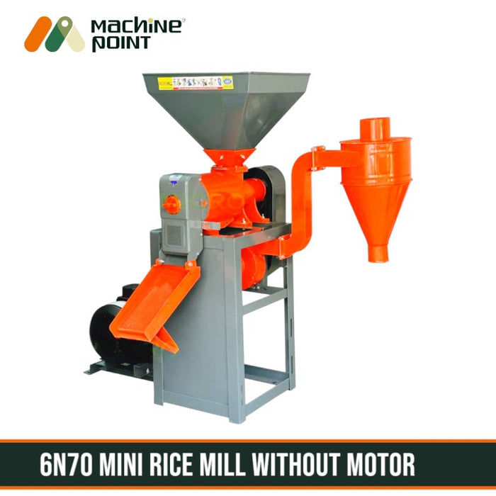 Compact rice mill with 20 kg rectangular hopper and 700 kg/hr productivity capacity
