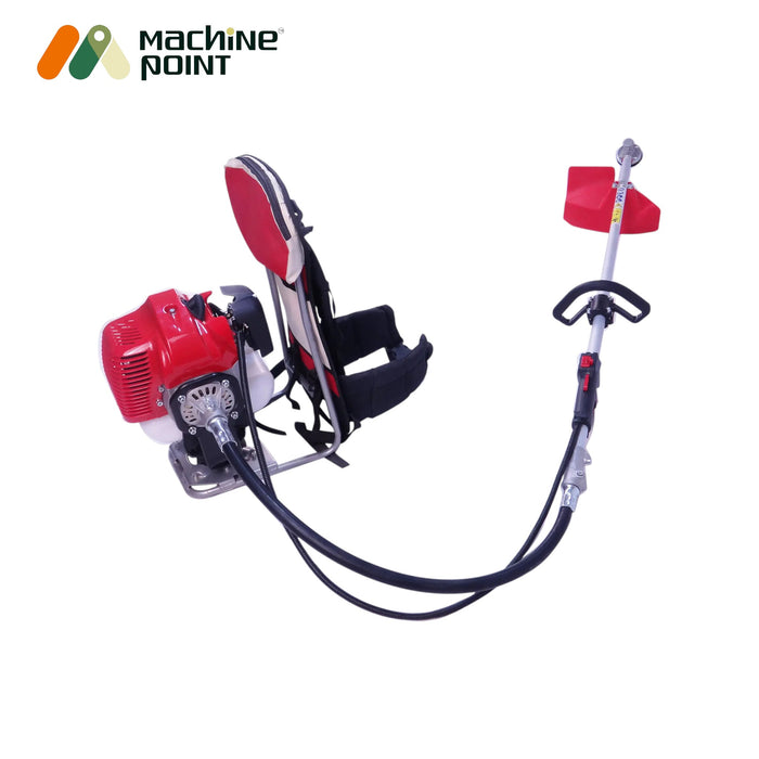 Machine Point GT-BG-438 brush cutter with GX35 engine displayed with accessories