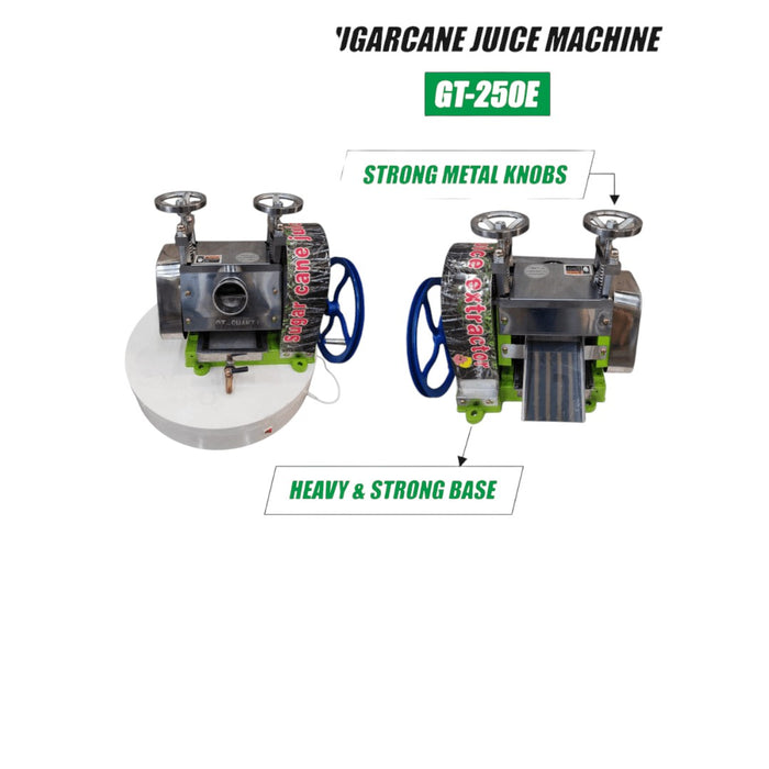 Food-grade GT-250E sugarcane juice machine – built for hygiene, durability, and efficient operation.