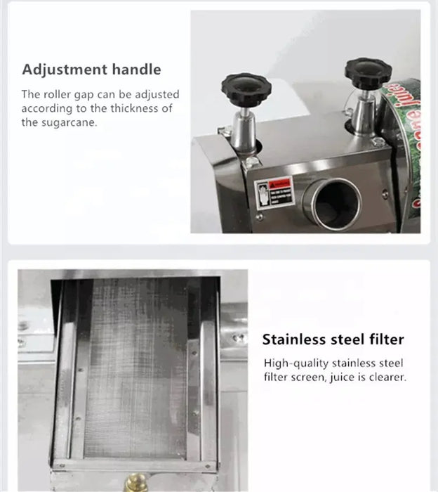 Powerful GT-300HLD commercial sugarcane juicer – delivers maximum juice yield with minimal effort.