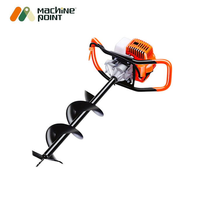 Heavy-duty hole digger with accessories like spark plug and gloves