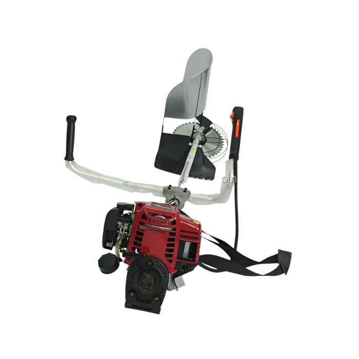 Machine Point 139F engine brush cutter displayed with box, protective shield, and toolkit