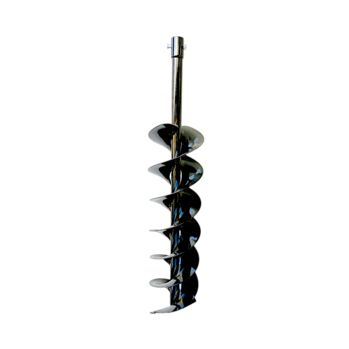 Earth auger bit with spiral dual-blade design for faster drilling