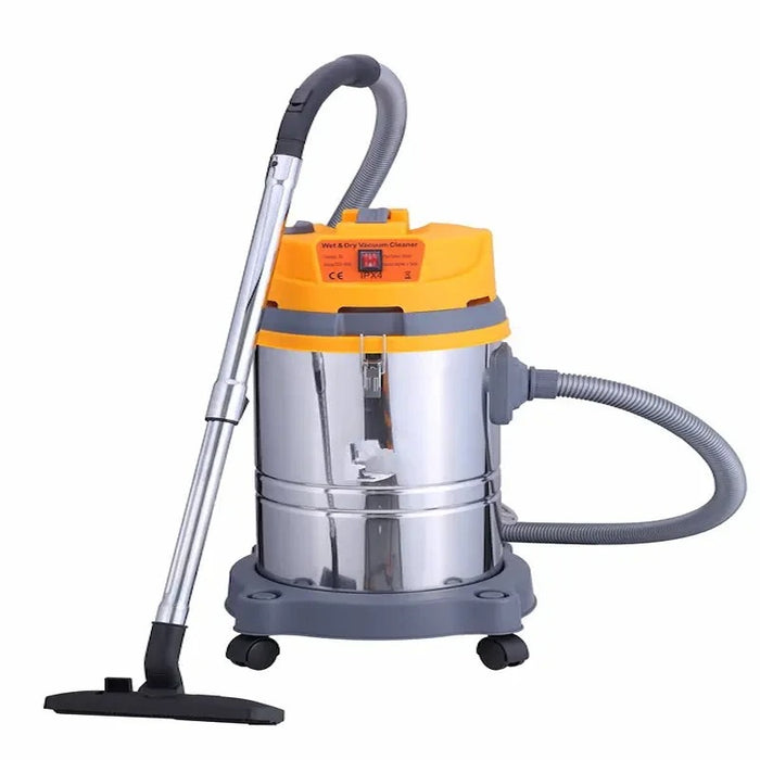 Dry vacuum cleaner with wide floor nozzle and long hose – suitable for cleaning carpets, tiles, hardwood floors, and office spaces