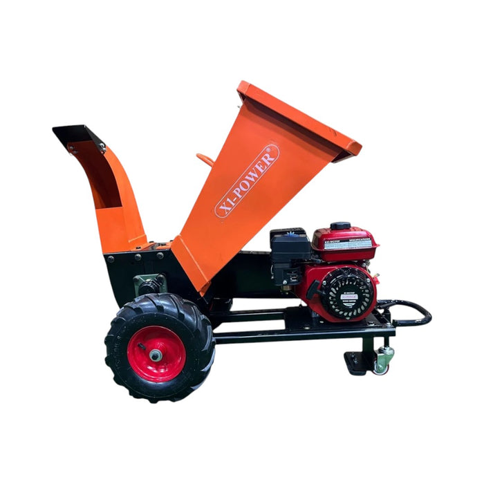 X1-POWER wood chipper with 6.5 HP petrol engine for shredding branches and garden waste