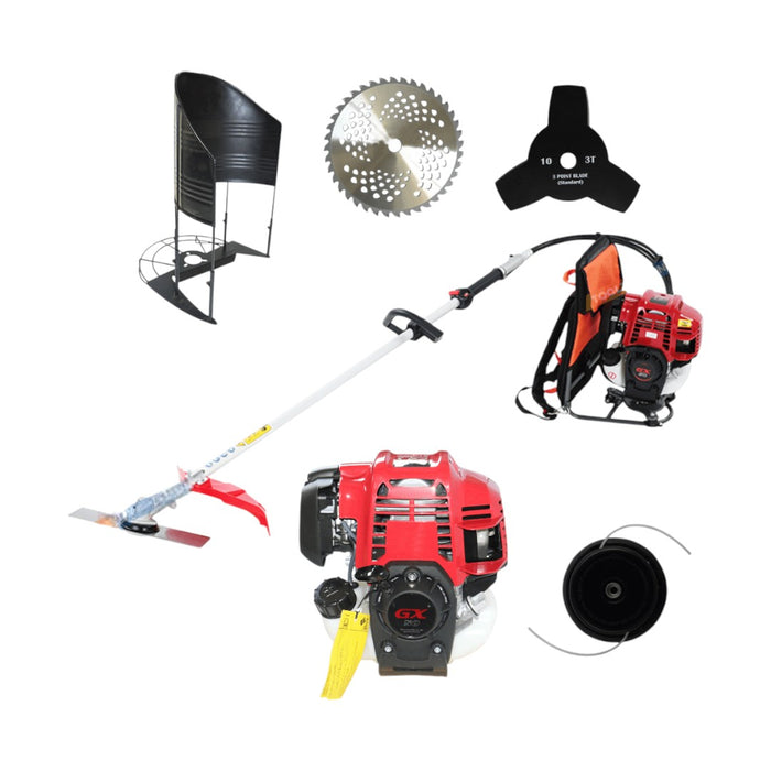 Machine Point GX50 brush cutter backpack type with complete attachment and safety gear