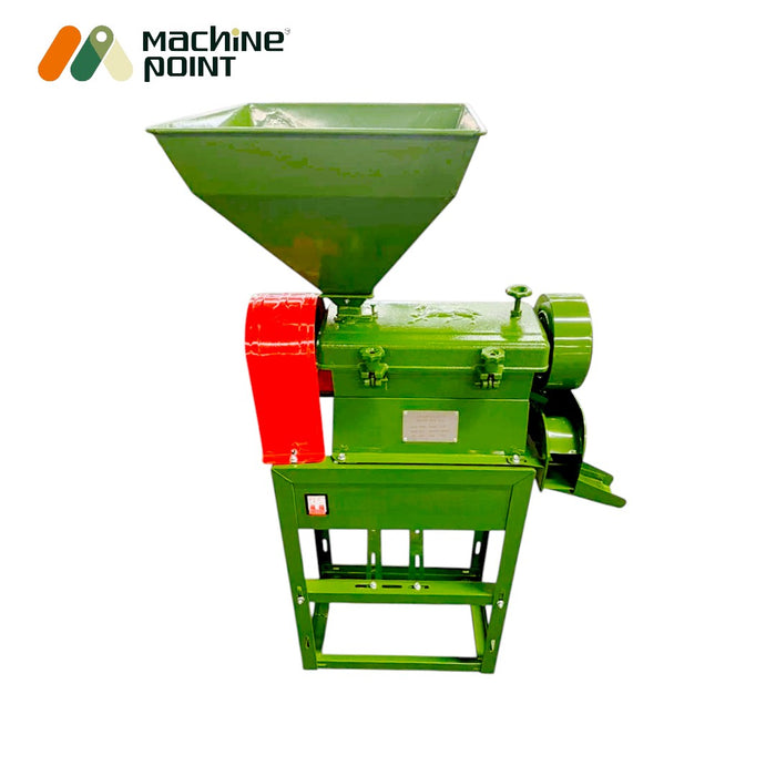 Compact rice milling machine with paddy cleaner, sheller, and polisher