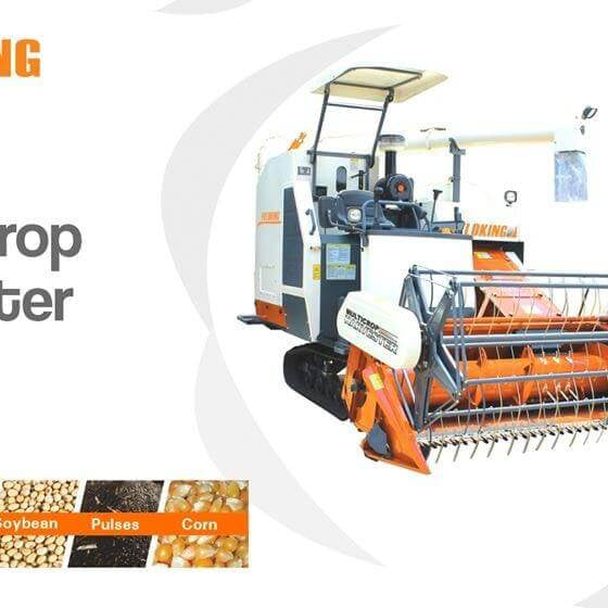 Fieldking multi crop harvester designed for efficient harvesting of paddy, wheat, soybean, pulses, and corn.