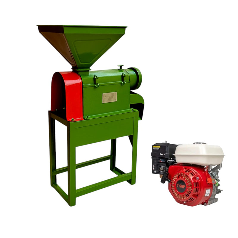 6W300 rice mill with 7.5 HP petrol engine for off-grid grain milling

