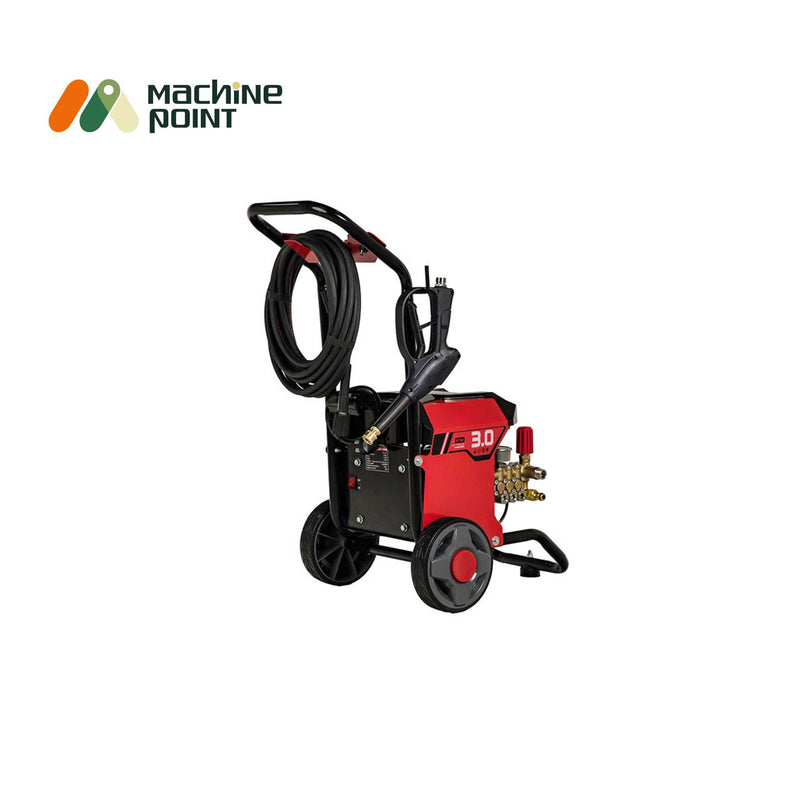 Portable electric pressure washer with 120–140 bar output, 2800 RPM motor, and steel frame – Machine Point
