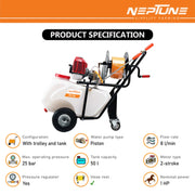 Neptune PS-50 sprayer with 30-meter hose for farming use