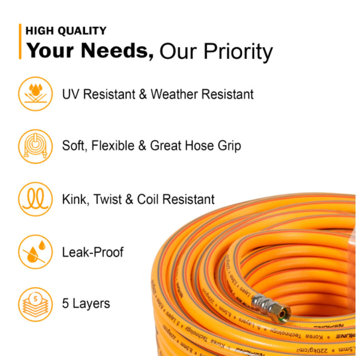 Neptune 50m flexible PVC hose for car wash and cleaning