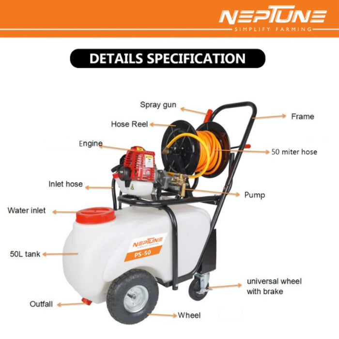 Neptune PS-50 trolley sprayer for agriculture and horticulture