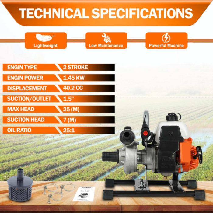 2-stroke Neptune pump with 25-meter max head capacity