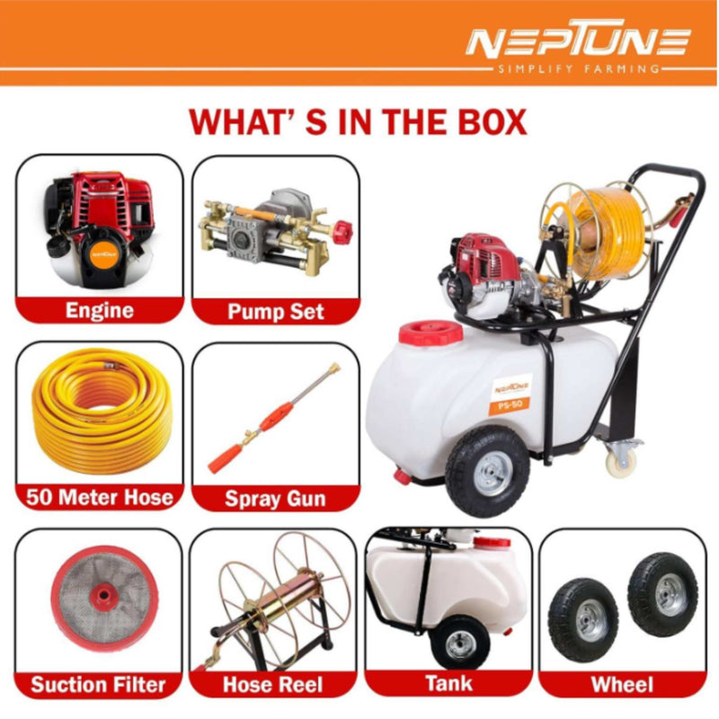 "Neptune 50L HDPE Tank Trolley Sprayer with Spray Gun"