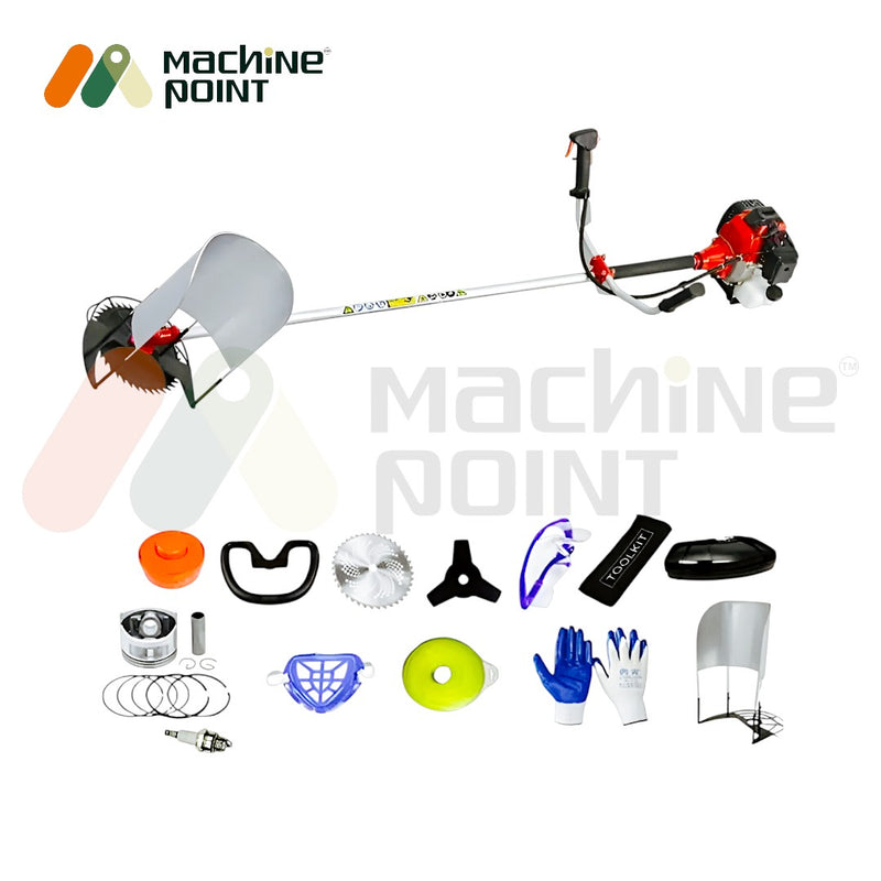 GX35 side pack 4-stroke brush cutter with premium helmet, gloves, and blade set for farming

