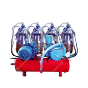 Portable cow milking machine featuring oil-free vacuum pump, pulsator system, and durable frame – ideal for small to medium dairy farmers to automate milking process.