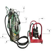 Commercial-grade milking machine with dual milking units and large capacity stainless steel container – suitable for milking cows and buffaloes in dairy setups.