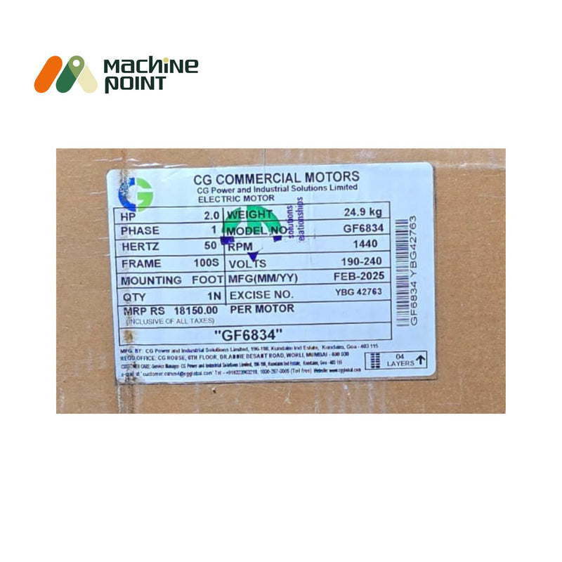 Crompton Greaves 2 HP single phase electric motor 1440 RPM – Machine Point