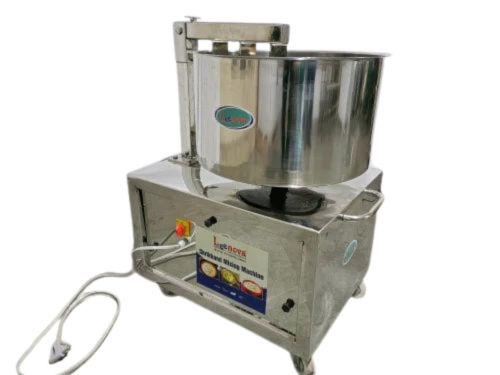 Side view of 40 kg shrikhand mixer with control switch and wheels for easy mobility – durable design for commercial kitchens.