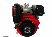 Front view of GeeNex GN-188 FE diesel engine showing the recoil start assembly, black air filter, and red engine housing with 418cc displacement marking.