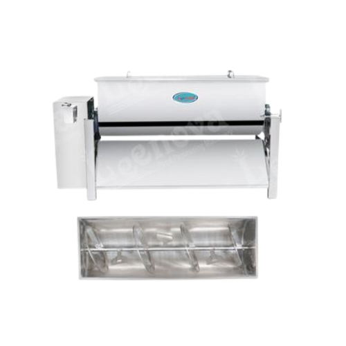 Front view of Namkeen Mixer Machine 5 Feet with stainless steel body and ribbon-type mixing blade, ideal for blending namkeen mixtures.
