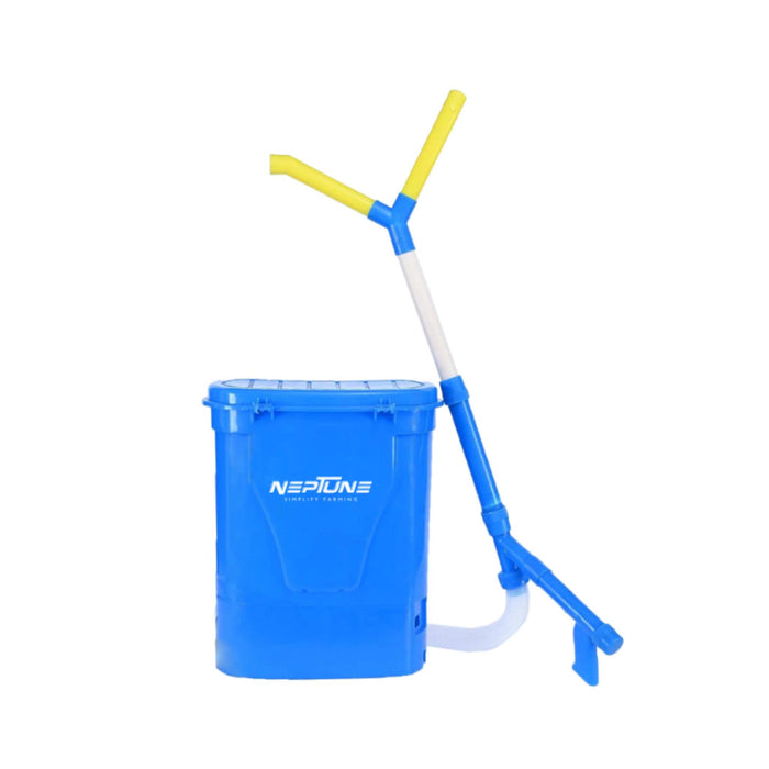 Neptune manual fertilizer spreader providing uniform crop coverage