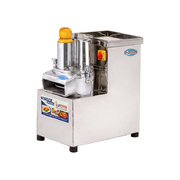 Vegetable Cutting Machine Regular model with stainless steel body, equipped with push handle and side-mounted power switch for safe and efficient operation.
