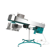 Side profile of Farsan Machine 9'' showing electric motor, steel frame, and tilting cutting unit designed for farsan and namkeen preparation.