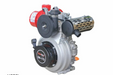 Front view of GeeNex GN-168 WF diesel engine, showcasing the fuel injection system, air filter, and compact design.