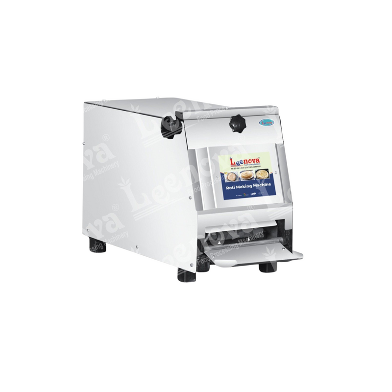 Roti pressing machine with durable steel body and smooth pressing rollers, designed for fast and uniform chapati or roti making.