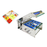 Tray Sealer Machine – Compact and efficient food tray sealer with colorful mold, ideal for sealing thali-style meal trays.