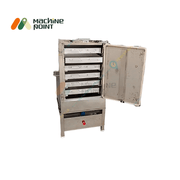 Front view of Live Steam Dhokla Machine with 6 open trays and stainless steel body – ideal for commercial dhokla preparation.