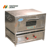 Heavy-duty 18x24 pizza oven featuring two red control knobs and durable steel construction.