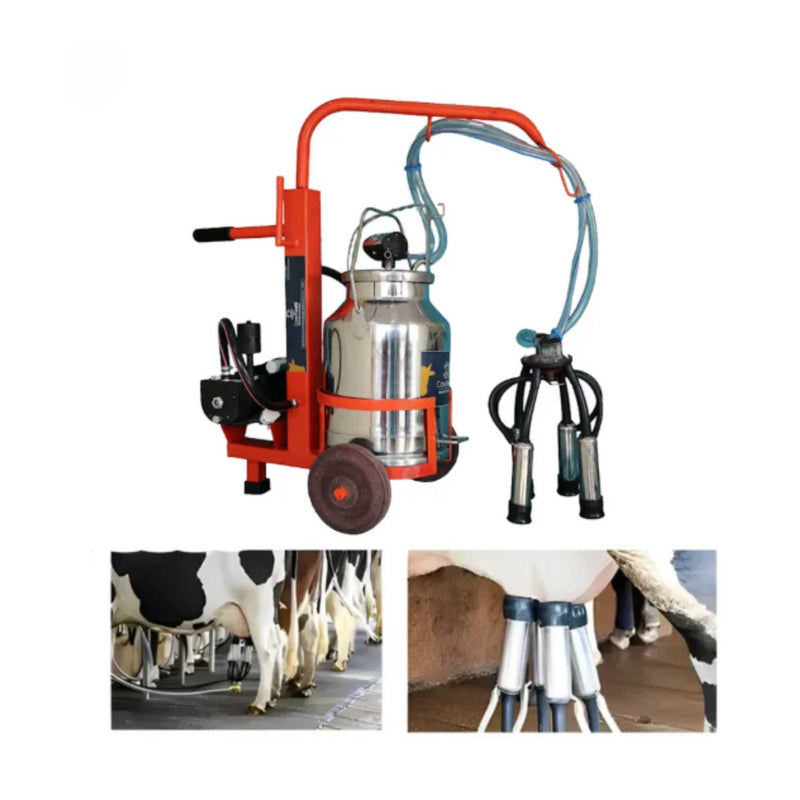 Portable trolley cow milking machine MB20 Nano with 150 LPM suction monoblock pump
