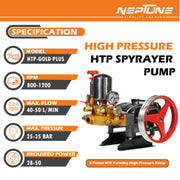 "Heavy Duty Neptune Triplex Cylinder HTP Pump for Tractor Mounting"