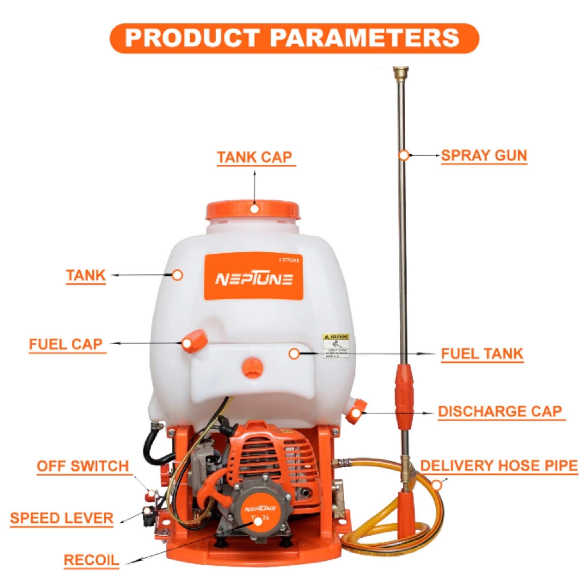 ぱぶかんばー Knapsack Power Sprayer – 26CC 2-Stroke Petrol Engine with 16L Tank