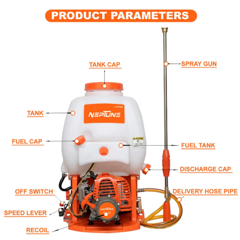 petrol garden sprayer Knapsack Power Sprayer – 26CC 2-Stroke Petrol Engine with 16L Tank for Agriculture & Garden Use