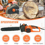 Powerful electric chainsaw for tree cutting and landscaping