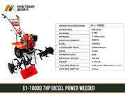 260CC Diesel Power Weeder with Adjustable 100cm Tilling Width –