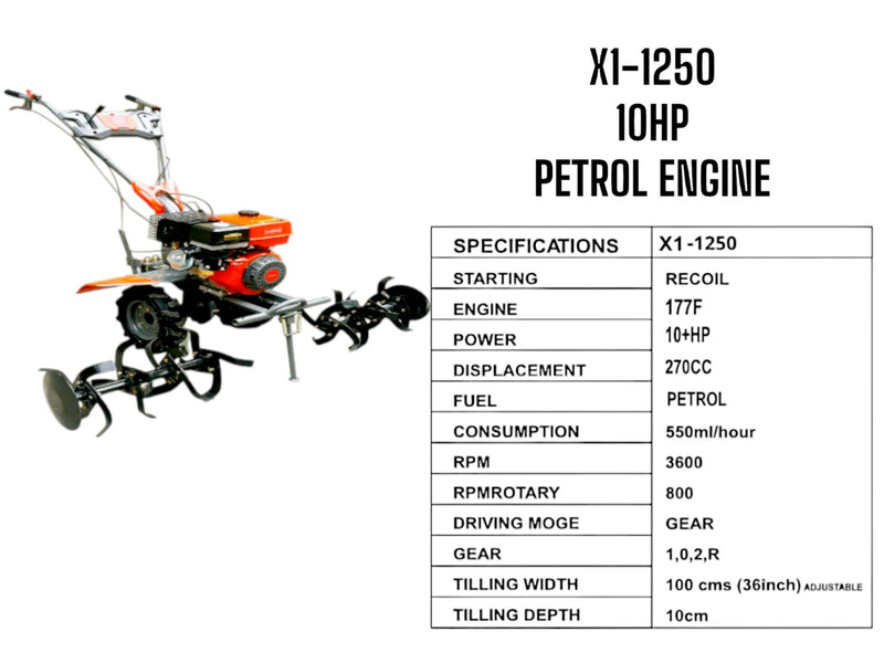 270CC Petrol Weeder with Gear Drive and Reverse Function – X1-1250 Model