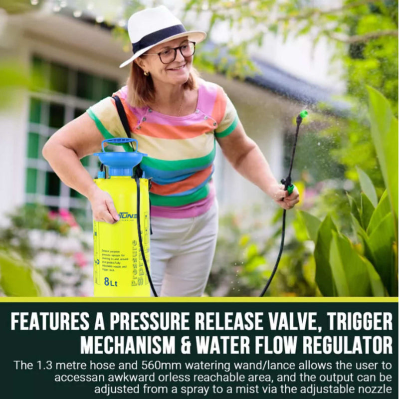 "Neptune 8L Manual Pump Garden Sprayer with Shoulder Strap"